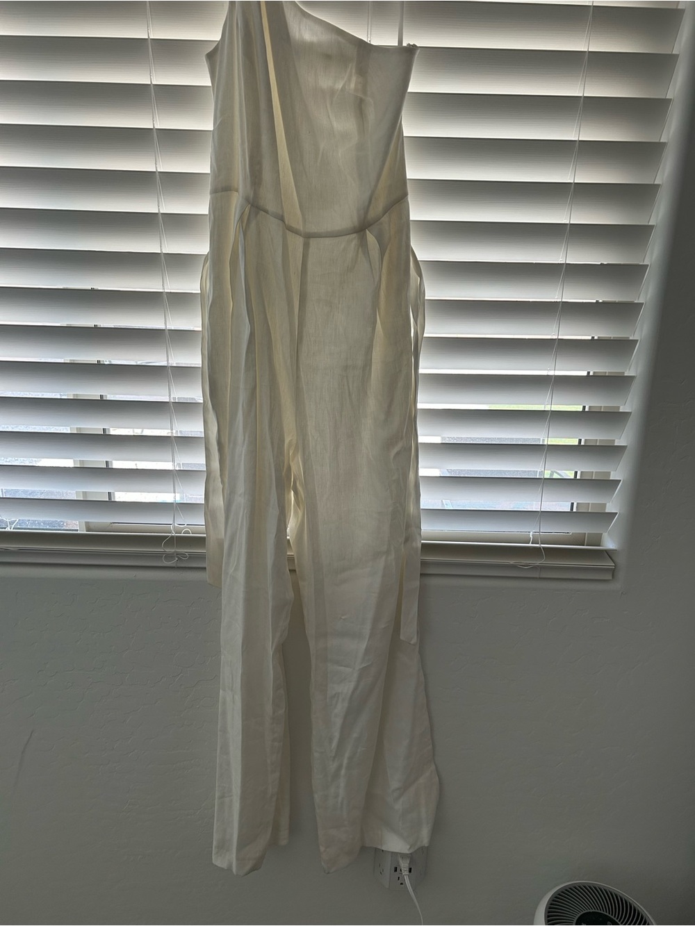 ANTONIO MELANI Ivory One-Shoulder Wide-Leg Jumpsuit